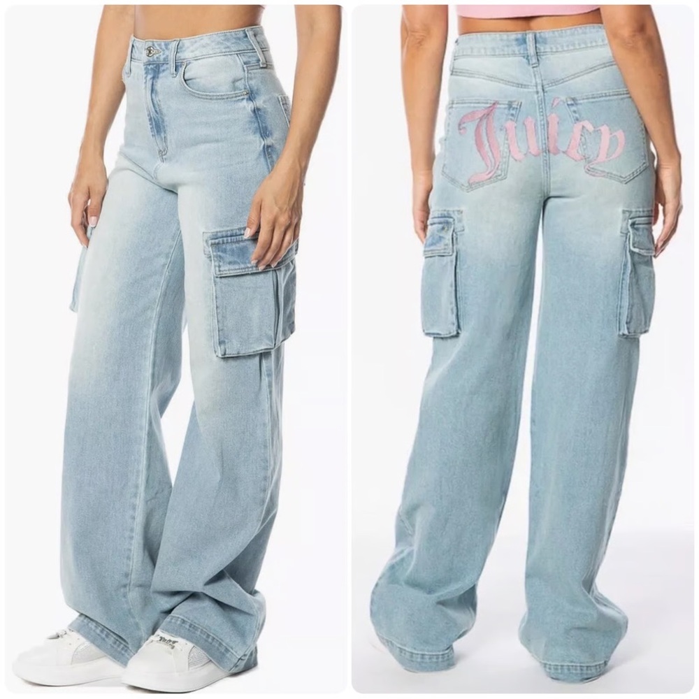Juicy Couture - Blue  Wide Leg Cargo Jeans